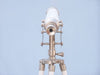 Hampton Nautical 65-Inch Floor Standing Brushed Nickel with White Leather Anchormaster Telescope Body Eyepiece Rear Profile 