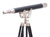 Hampton Nautical 65-Inch Floor Standing Chrome-Leather Anchormaster Telescope