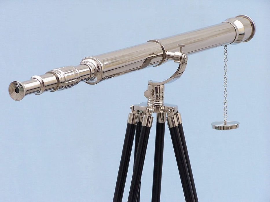 Hampton Nautical 65-Inch Floor Standing Chrome Galileo Telescope Body Eyepiece and Lens Cap