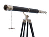 Hampton Nautical 65-Inch Floor Standing Chrome and Leather Galileo Telescope