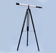 Hampton Nautical 65-Inch Floor Standing Oil-Rubbed Bronze-White Leather With Black Stand Galileo Telescope Mounted on Tripod 