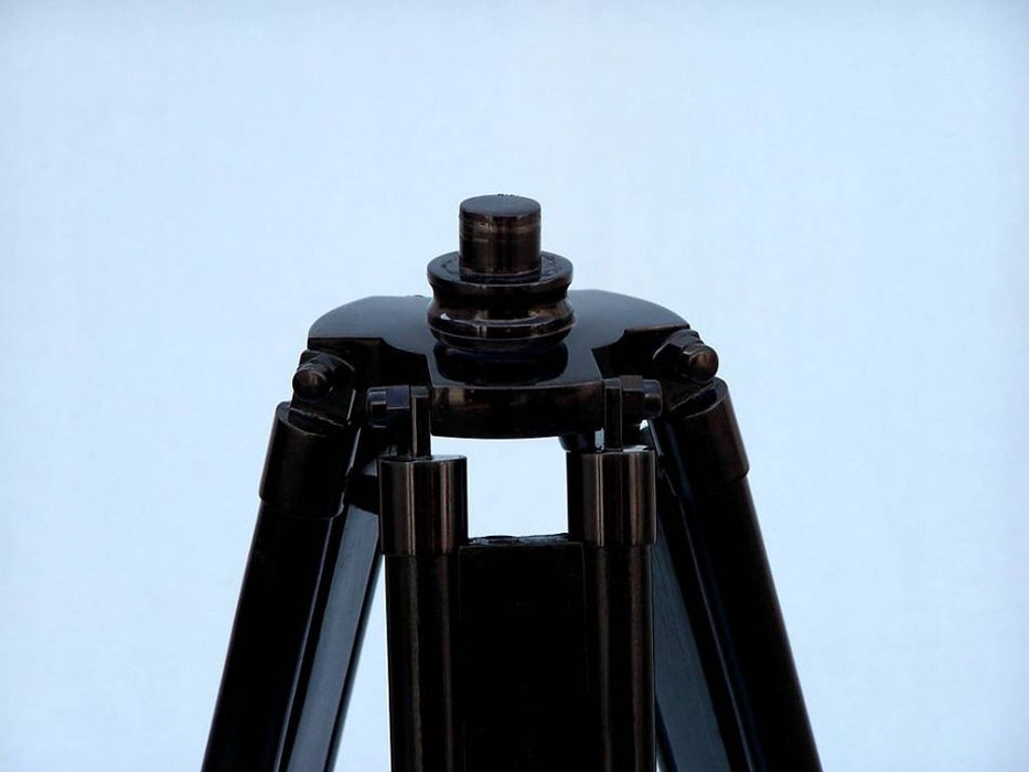 Hampton Nautical 65-Inch Floor Standing Oil-Rubbed Bronze-White Leather With Black Stand Galileo Telescope Tripod Base
