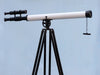 Hampton Nautical 65-Inch Floor Standing Oil-Rubbed Bronze White Leather With Black Stand Griffith Astro Telescope Body 