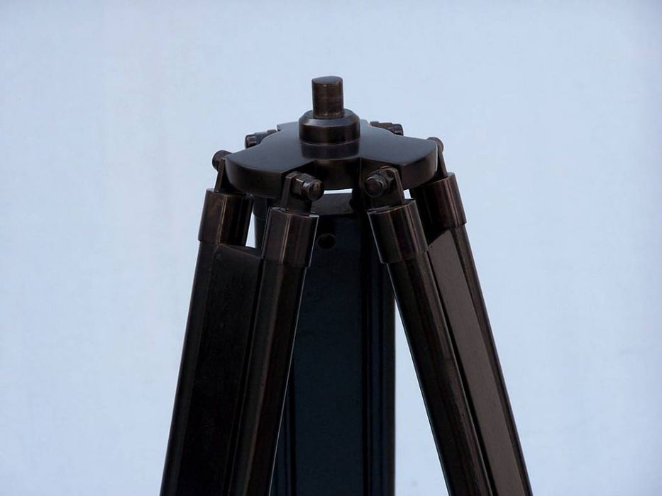 Hampton Nautical 65-Inch Floor Standing Oil-Rubbed Bronze White Leather With Black Stand Griffith Astro Telescope Tripod Base