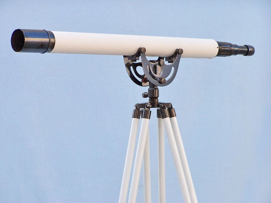 Hampton Nautical 65-Inch Floor Standing Oil-Rubbed Bronze and White Leather Anchormaster Telescope Body 