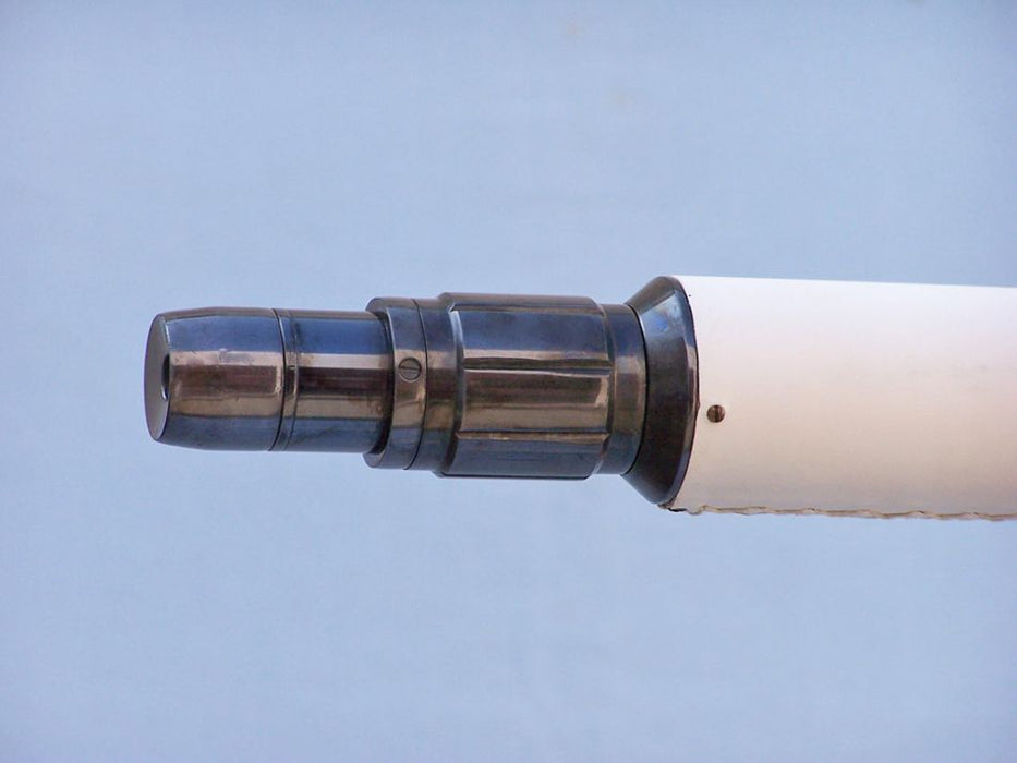 Hampton Nautical 65-Inch Floor Standing Oil-Rubbed Bronze and White Leather Anchormaster Telescope Body Eyepiece
