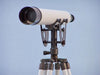 Hampton Nautical 65-Inch Floor Standing Oil-Rubbed Bronze and White Leather Anchormaster Telescope Body Objective Lens