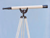 Hampton Nautical 65-Inch Floor Standing Oil-Rubbed Bronze and White Leather Anchormaster Telescope Body on Tripod