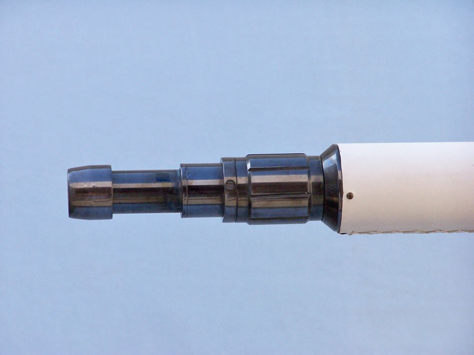 Hampton Nautical 65-Inch Floor Standing Oil-Rubbed Bronze and White Leather Anchormaster Telescope Extended Eyepiece