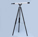 Hampton Nautical 65-Inch Floor Standing Oil-Rubbed Bronzed-White Leather with Black Stand Anchormaster Telescope Body Mounted on Tripod