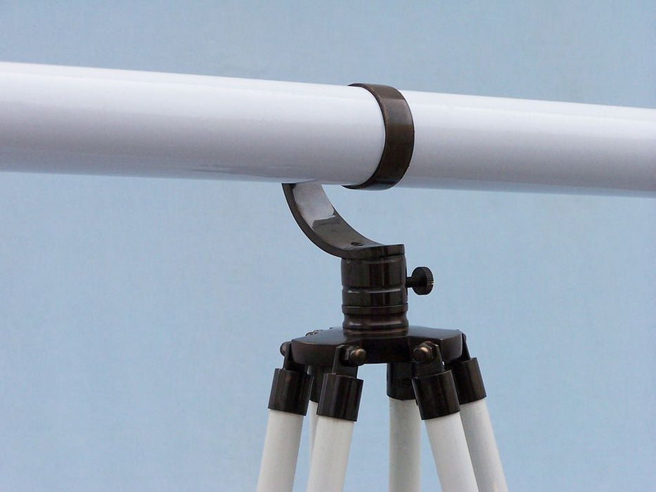 Hampton Nautical 65-Inch Floor Standing Oil Rubbed Bronze and White Leather Galileo Telescope Tripod Body