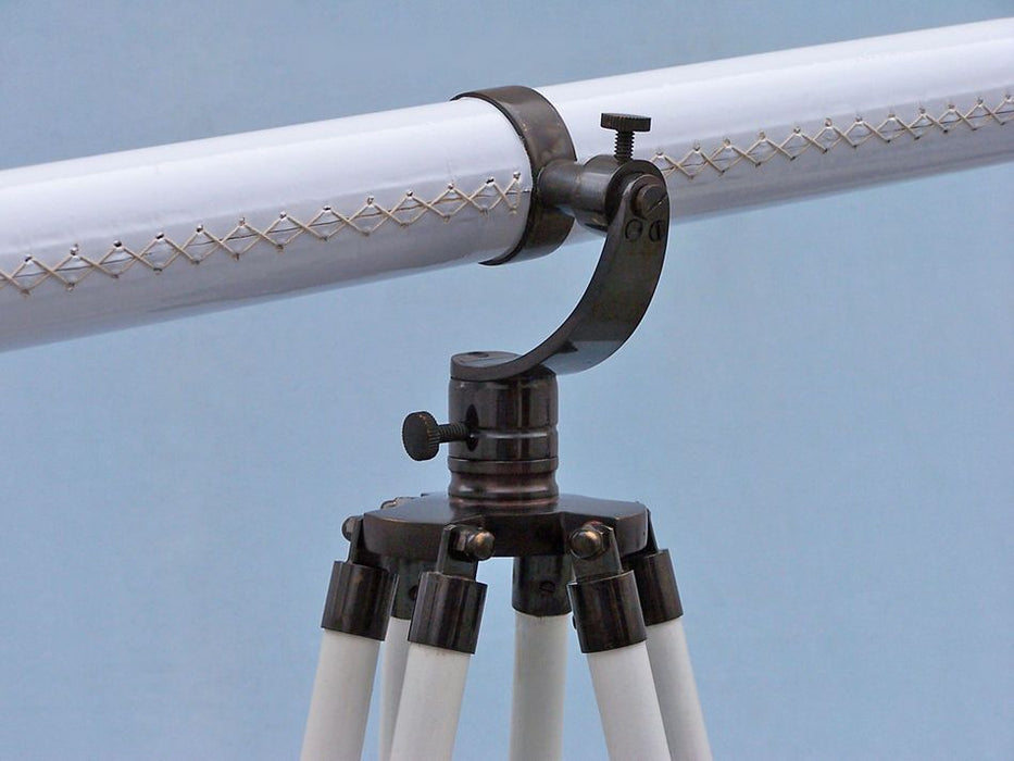 Hampton Nautical 65-Inch Floor Standing Oil Rubbed Bronze and White Leather Galileo Telescope Tripod Body with Knob
