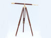 Hampton Nautical 65-inch Floor Standing Brass and Wood Galileo Telescope Body Mounted on Tripod
