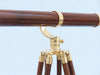 Hampton Nautical 65-inch Floor Standing Brass and Wood Galileo Telescope Body Mounted on Tripod Base
