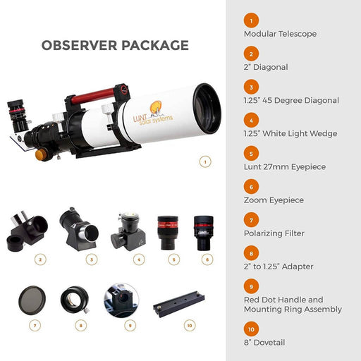 Lunt 100mm Modular Telescope Observer Package Inclusions