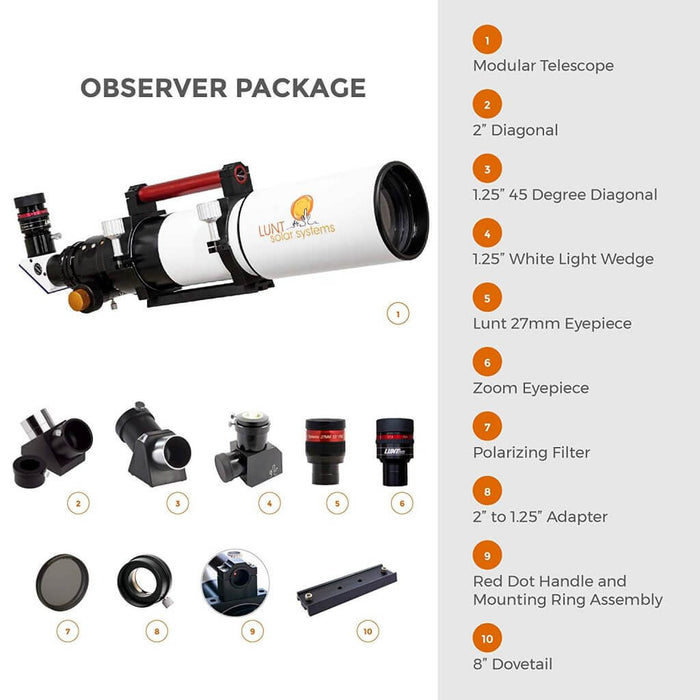 Lunt 100mm Modular Telescope Observer Package Inclusions