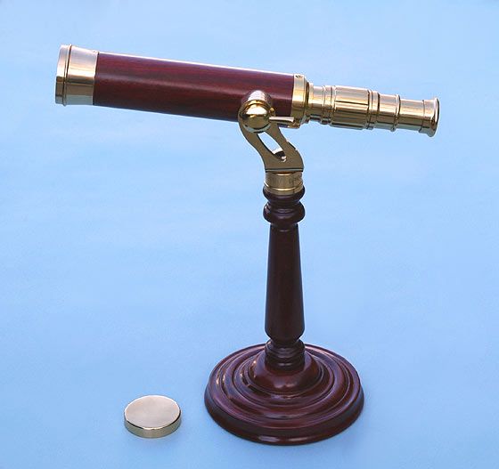 Stanley London 42mm Engravable Polished Brass Table-top Telescope
