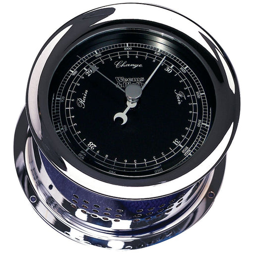 Weems & Plath Chrome Plated Atlantis Premiere Barometer w/ Black Dial & White Scale 