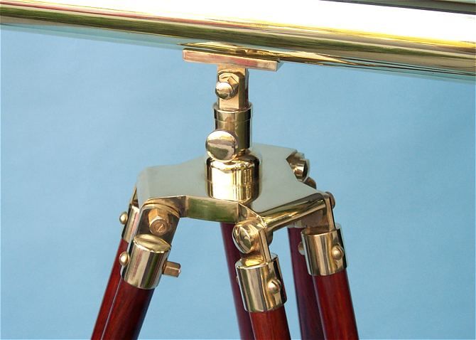 Stanley London 42mm Engravable Polished Brass Harbormaster Telescope w/ Hardwood Tripod
