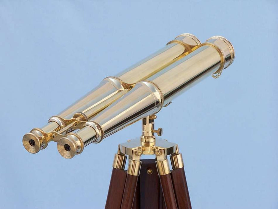 Hampton Nautical 62-inch Floor Standing Admiral's Solid Brass Binoculars