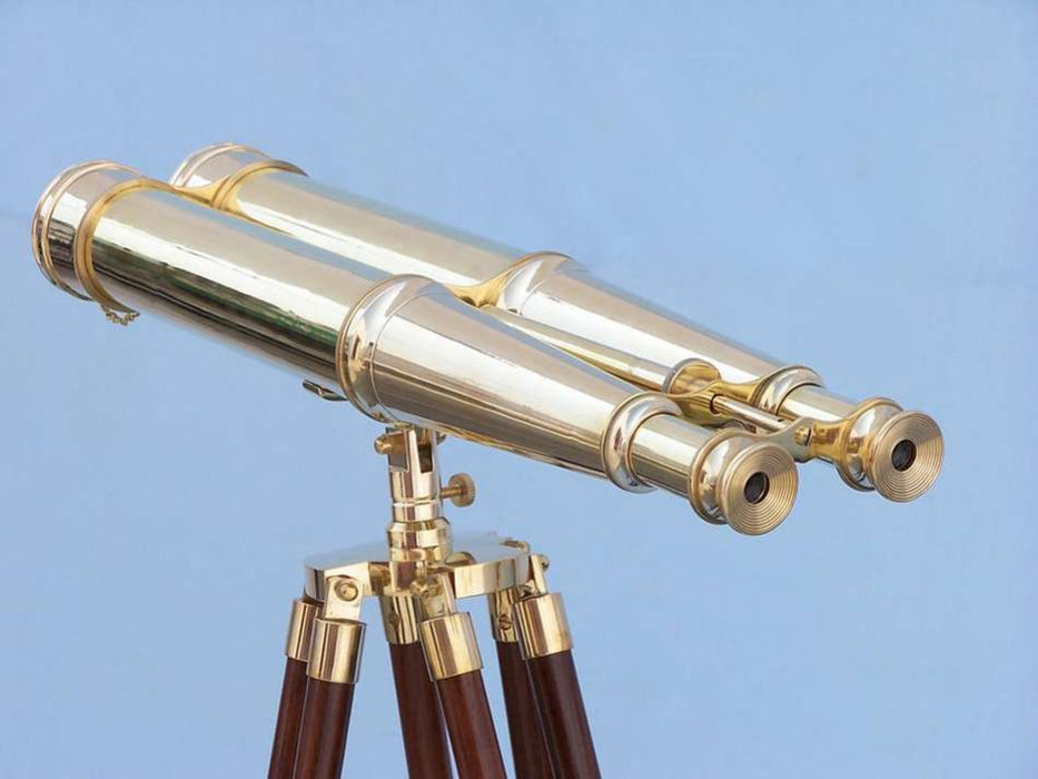 Hampton Nautical 62-inch Floor Standing Admiral's Solid Brass Binoculars