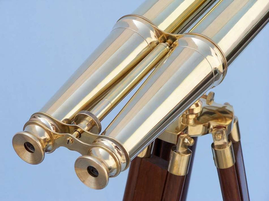 Hampton Nautical 62-inch Floor Standing Admiral's Solid Brass Binoculars