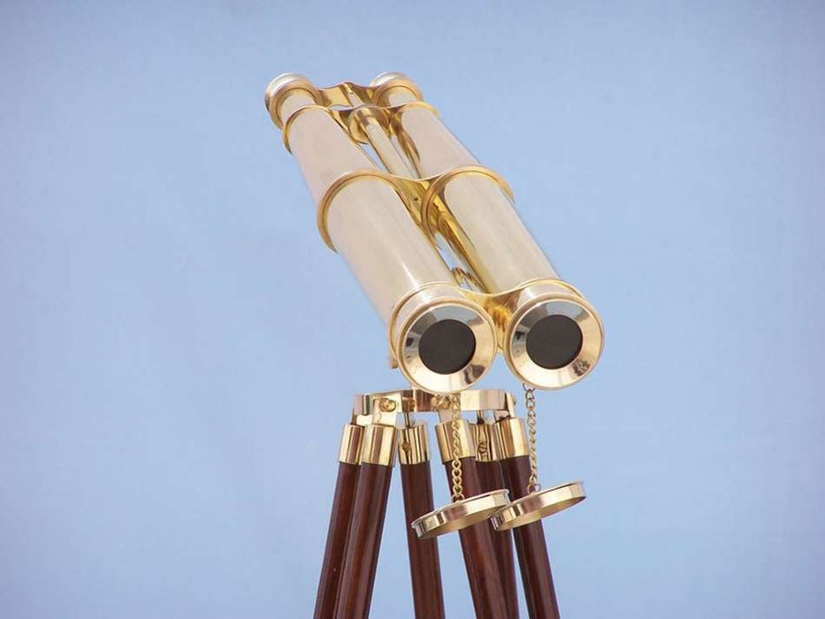 Hampton Nautical 62-inch Floor Standing Admiral's Solid Brass Binoculars