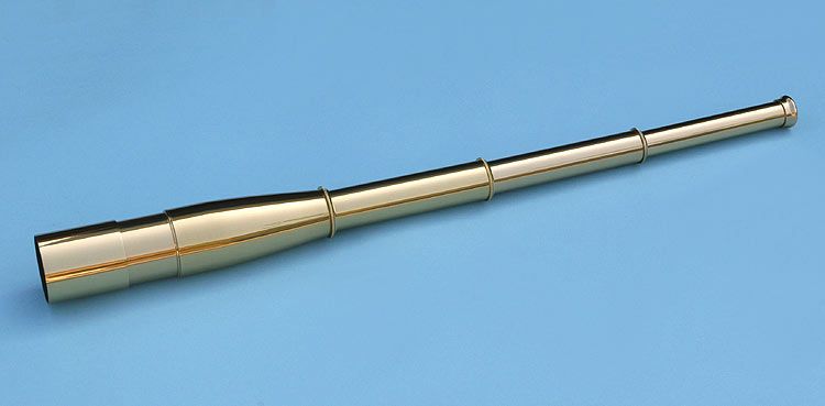 Stanley London 54mm Engravable Premium Brass Spyglass Telescope w/ Mahogany Case
