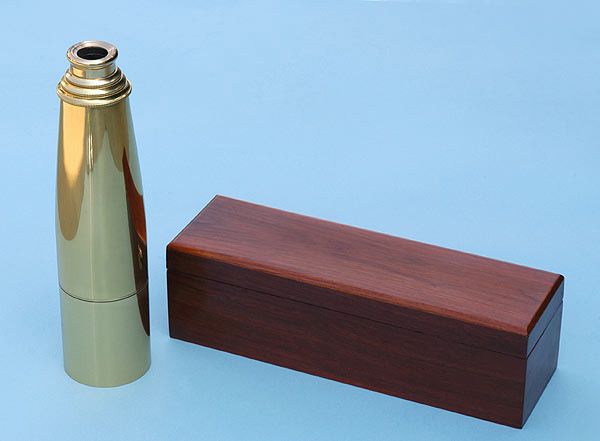 Stanley London 54mm Engravable Premium Brass Spyglass Telescope w/ Mahogany Case