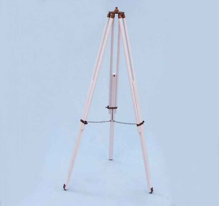 Hampton Nautical 62-inch Floor Standing Admirals Antique Copper With White Leather Binoculars