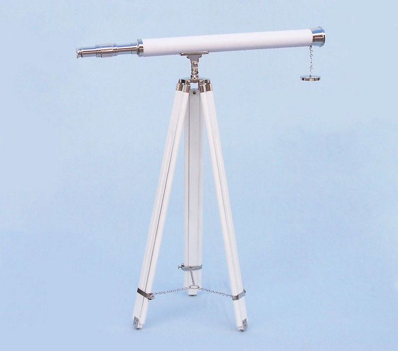 Hampton Nautical 60-inch Hampton Collection Chrome with Leather Harbor Master Telescope