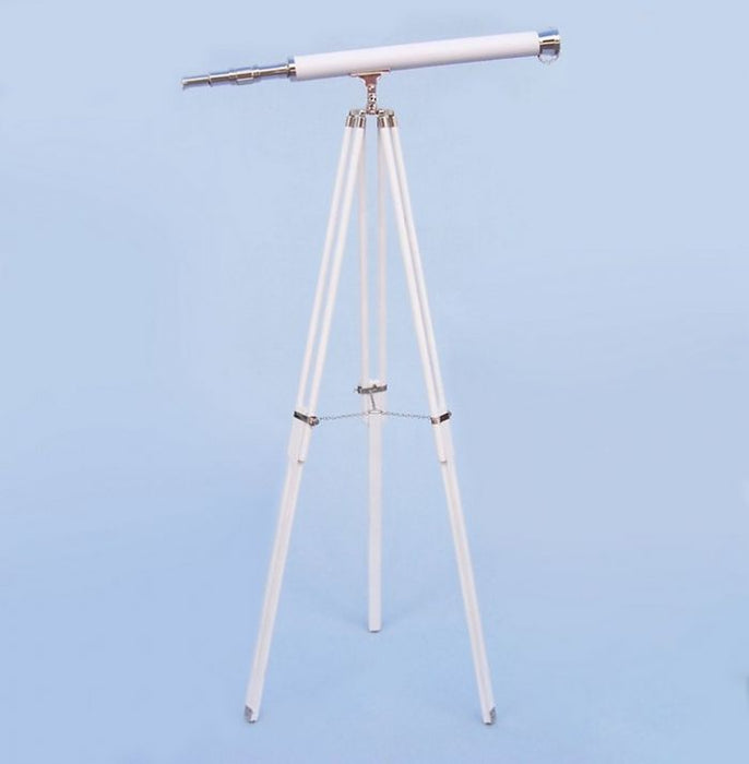 Hampton Nautical 60-inch Hampton Collection Chrome with Leather Harbor Master Telescope