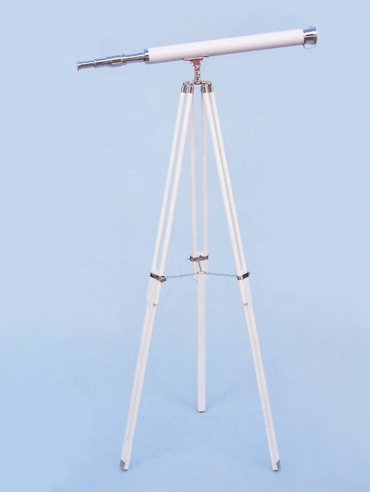 Hampton Nautical 60-inch Hampton Collection Chrome with Leather Harbor Master Telescope