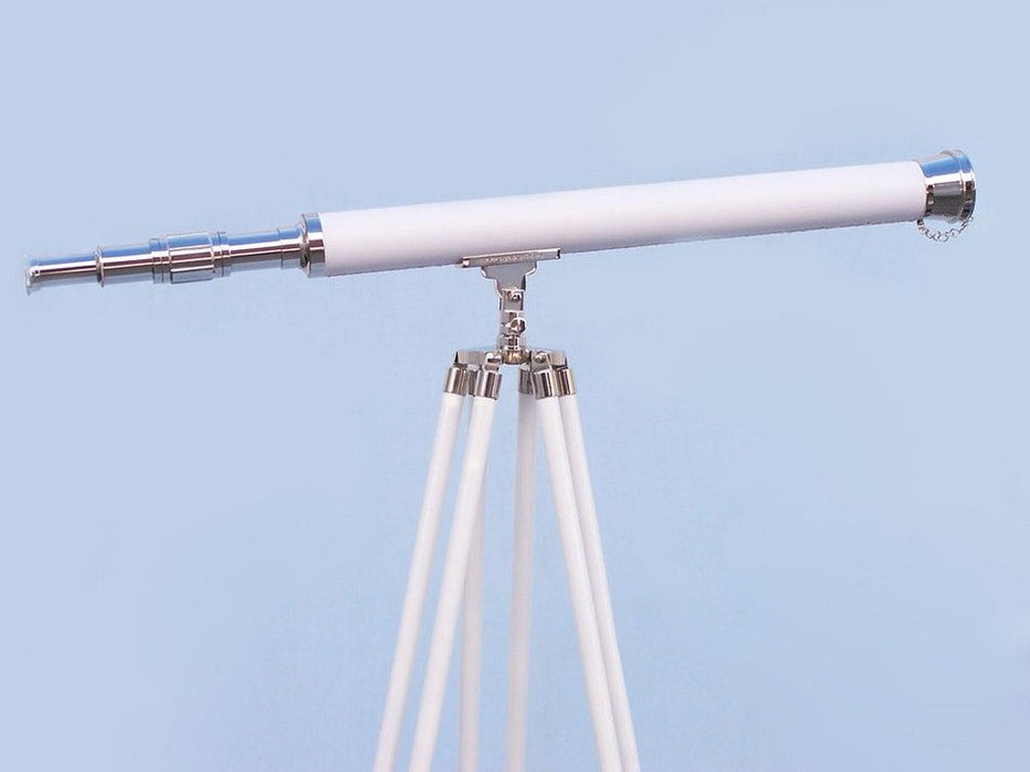 Hampton Nautical 60-inch Hampton Collection Chrome with Leather Harbor Master Telescope