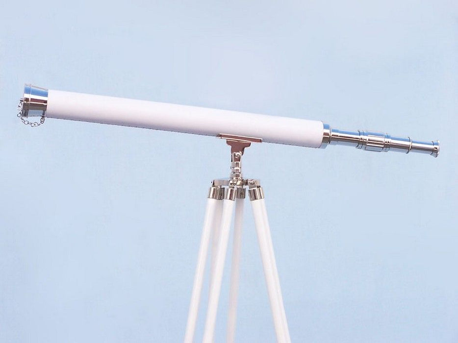 Hampton Nautical 60-inch Hampton Collection Chrome with Leather Harbor Master Telescope