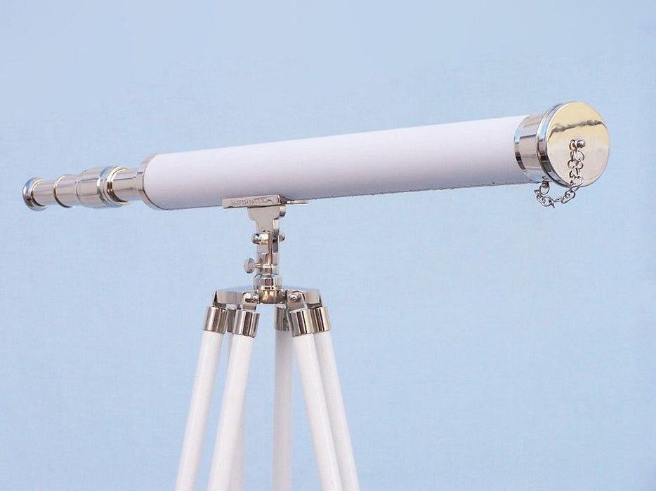 Hampton Nautical 60-inch Hampton Collection Chrome with Leather Harbor Master Telescope