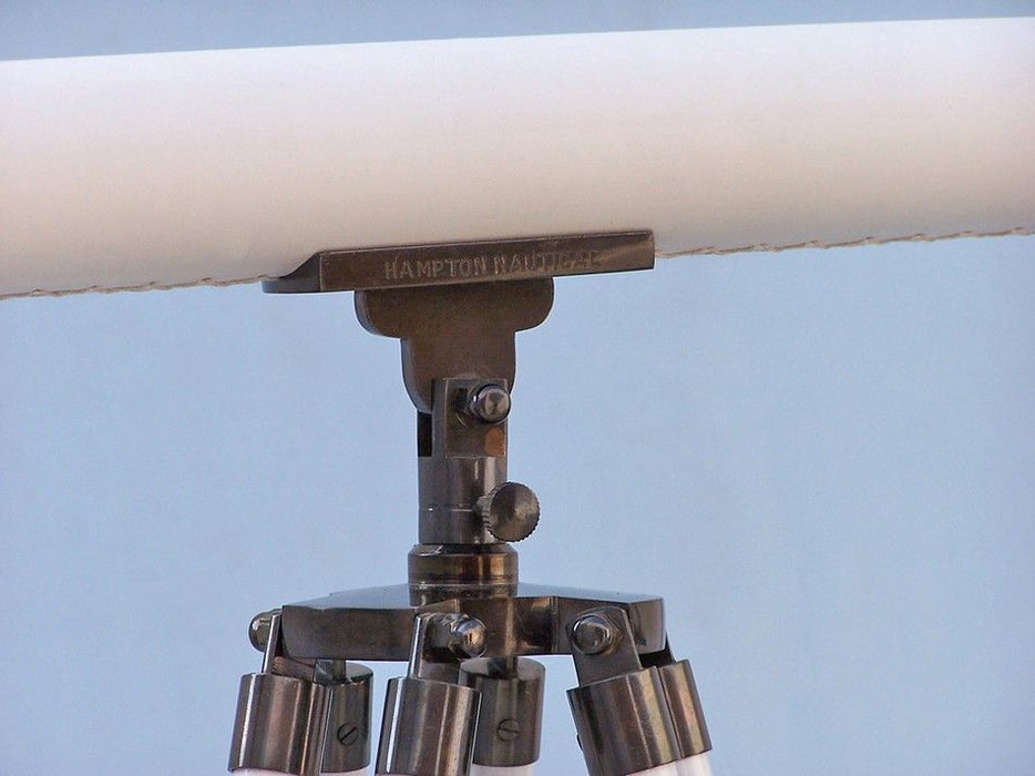 Hampton Nautical 60-inch Floor Standing Oil-Rubbed Bronze & White Leather Harbor Master Telescope