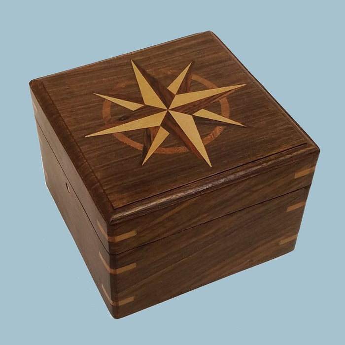 Stanley London Engravable Small Boxed Compass With Inlaid Compass Rose