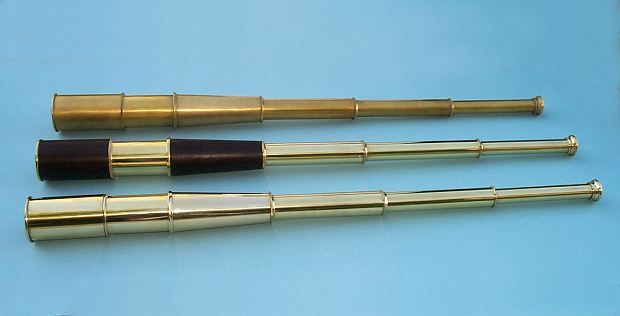 Stanley London 52mm Engravable Leather Sheathed Brass Telescope w/ Case