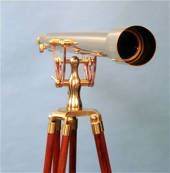 Stanley London 60mm Engravable Brass Harbormaster Telescope w/ Mahogany Tripod