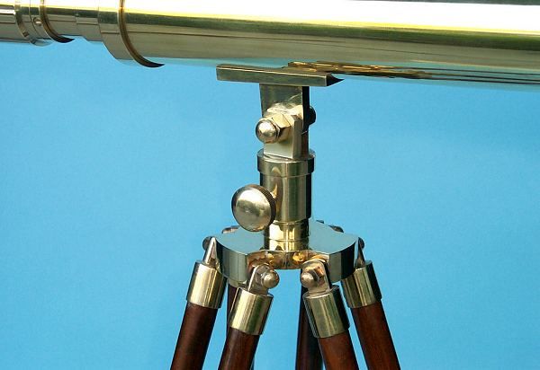 Stanley London 38mm Engravable Polished Brass Harbormaster Brass Telescope w/ Hardwood Tripod