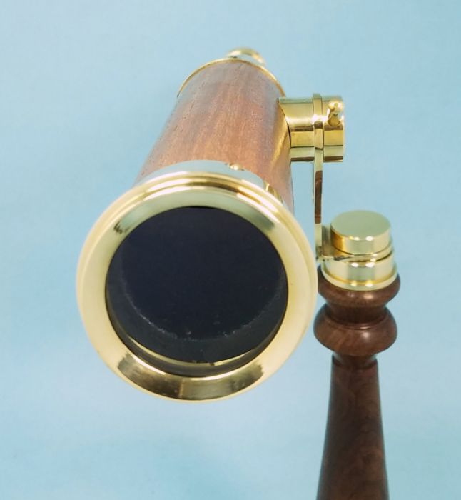 Stanley London 38mm Engravable Hardwood& Polished Brass Desk Telescope